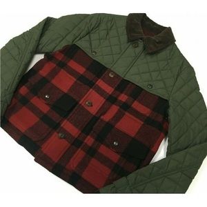 Polo Ralph Lauren Wool Buffalo Plaid Quilted Hybrid Jacket Ranch Barn Royal King